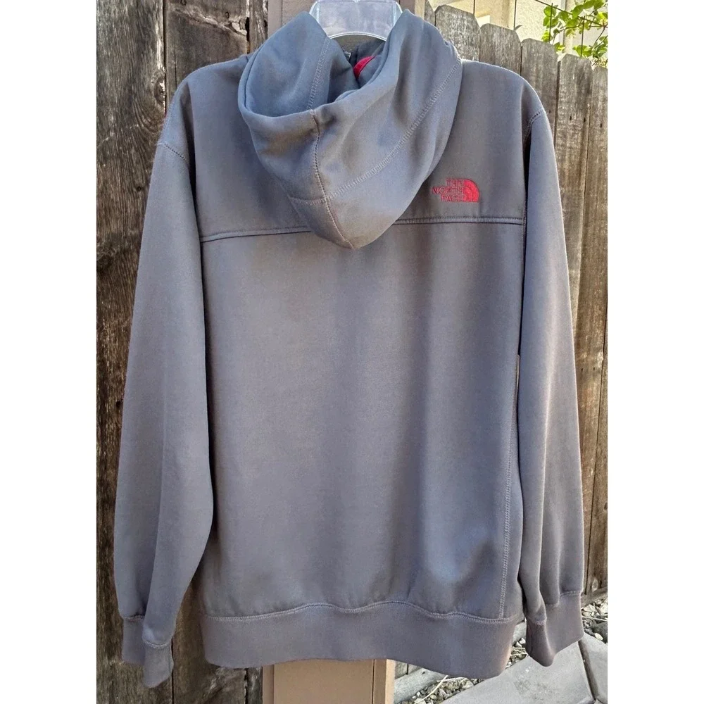 The North Face Mens L Full Zip Fleece Lined Hoodie Balaclava Face Mask Gray